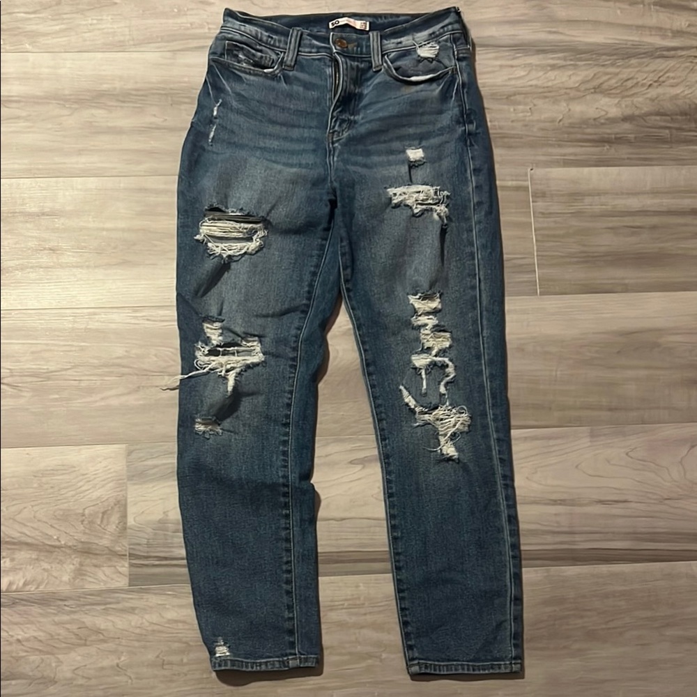 SO Blue Boyfriend Jeans with Distressed Details
